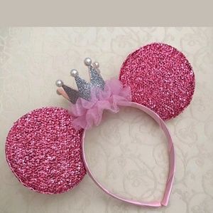 Minnie Ears pink silver princess crown